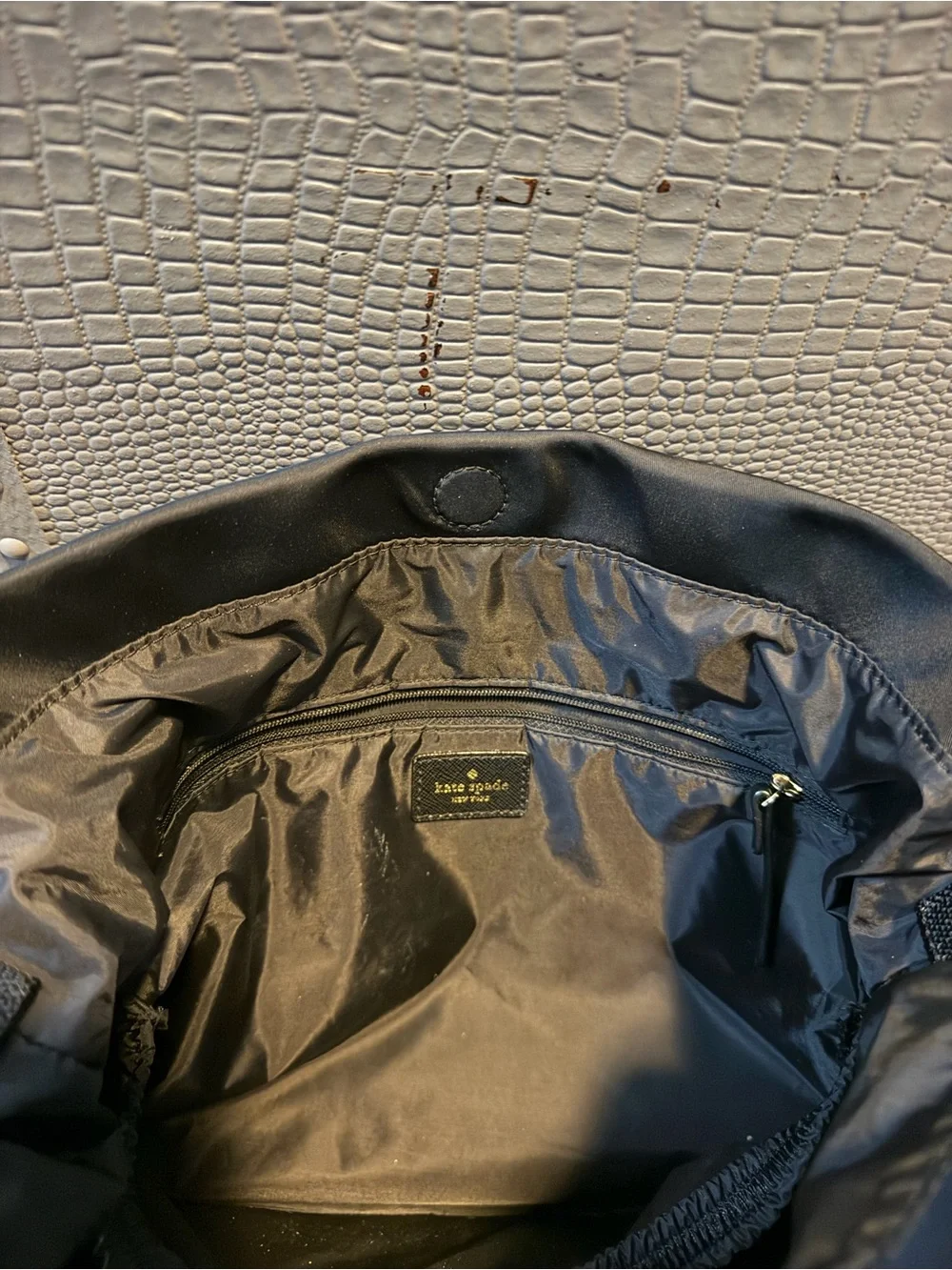 kate spade black nylon crossbody bag/baby bag with changing pad